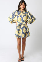 Load image into Gallery viewer, Denim/Gold LS Floral Belted Dress