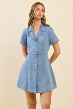 Load image into Gallery viewer, Light Denim SS Button Down Dress
