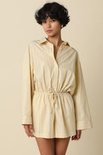 Load image into Gallery viewer, Yellow Striped Drawstring Shirt Romper