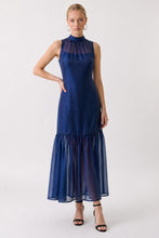 Load image into Gallery viewer, Navy Organza Halter Maxi Dress