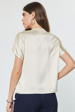 Load image into Gallery viewer, Ecru Satin Shirred Detail SS Top