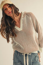 Load image into Gallery viewer, Camel/Cream Luxe Relaxed Hoodie Top