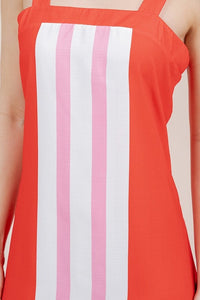 Red/Pink Striped Slvls Square Neck Maxi Dress