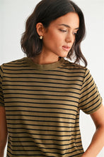 Load image into Gallery viewer, Olive/Black Striped SS Tee