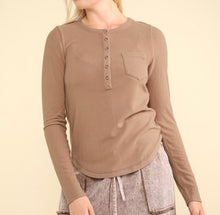 Load image into Gallery viewer, Taupe Soft LS Brushed Ribbed Knit Top