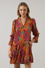 Load image into Gallery viewer, Rust/Brown Floral Shift Mini Dress