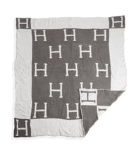 Load image into Gallery viewer, H Patterned Reversible Throw Blanket