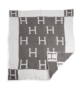 H Patterned Reversible Throw Blanket