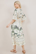 Load image into Gallery viewer, Apricot Printed SS V-Neck Long Dress