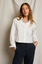 Load image into Gallery viewer, Perfect White Tee White Poplin LS Woven Button Top