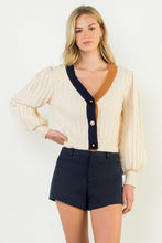 Load image into Gallery viewer, Cream Colorblocked Knit Cardigan (THML)