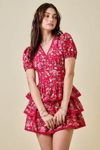 Ruby Multi Floral Ruffle Romper Dress