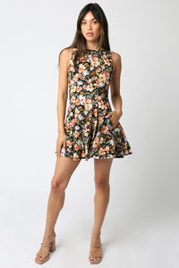 Black Denim Multi Floral Slvls Dress