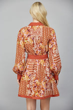 Load image into Gallery viewer, Brown Multi Print LS Shirt Dress