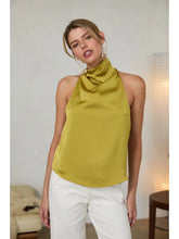 Load image into Gallery viewer, Chartreuse Satin Halter Neck Top