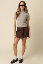 Load image into Gallery viewer, Brown Denim Belted Skirt