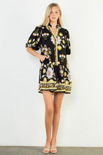 Load image into Gallery viewer, Black Puff Slv Floral Dress (THML)
