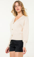 Load image into Gallery viewer, Cream V-Neck Pearl Cardigan