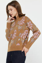 Load image into Gallery viewer, Camel Multi Print Half Zip Sweater
