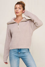 Load image into Gallery viewer, Frosted Almond Soft Plush Half Zip Sweater