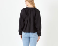 Load image into Gallery viewer, Black Shirring Detail LS Top