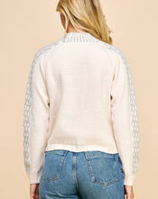 Load image into Gallery viewer, Ivory/Grey Stitching Mock Neck Sweater