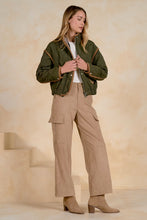 Load image into Gallery viewer, Olive Corduroy Trim Jacket
