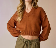 Load image into Gallery viewer, Cafe V-Neck Solid Sweater