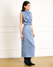 Load image into Gallery viewer, Steel Blue Suede Midi Skirt