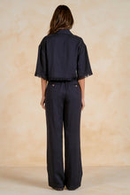 Load image into Gallery viewer, Navy SS Button Down Fray Hem Top