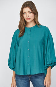 Teal Modern Button Down Shirt