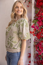 Load image into Gallery viewer, Olive Floral Embroidery Top
