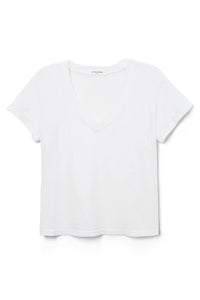 Cotton SS V-Neck Boxy Tee White