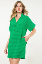 Load image into Gallery viewer, Green V-Neck SS Textured Dress