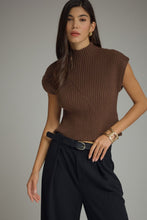 Load image into Gallery viewer, Brown Mock Neck Slvls Sweater