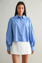 Load image into Gallery viewer, Blue Oversized LS Crop Shirt