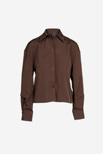 Load image into Gallery viewer, Rolled Sleeve Button Up Blouse Chocolate