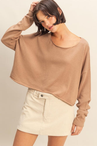 Dk. Taupe Cropped Sweater Top