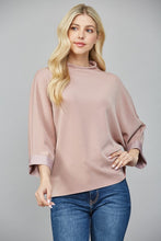 Load image into Gallery viewer, Ash Rose Modal Blend Mock Neck 3/4 Slv Top