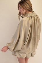 Load image into Gallery viewer, Taupe Satin Puffed Bomber Jacket