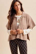 Load image into Gallery viewer, Latte Side Slit Sweater Cape Cardigan