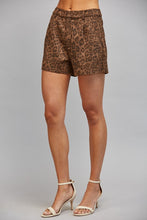 Load image into Gallery viewer, Brown Animal Print Suede Tailored Shorts