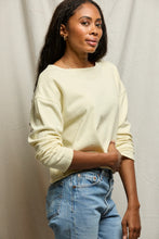 Load image into Gallery viewer, Perfect White Tee Custard French Terry LS Top