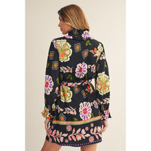 Load image into Gallery viewer, Black Floral Tie Frnt LS Dress
