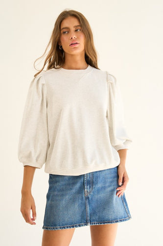 Light Heather Grey Puff Slv Soft Top
