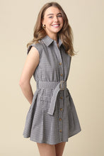 Load image into Gallery viewer, Black/White Gingham Belted Dress