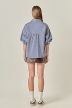 Load image into Gallery viewer, Striped Balloon Slv Shirt Navy
