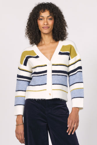 Golden Horizon Striped Button Sweater