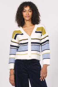 Golden Horizon Striped Button Sweater