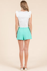 White Ruffle Ribbon Detail Top
